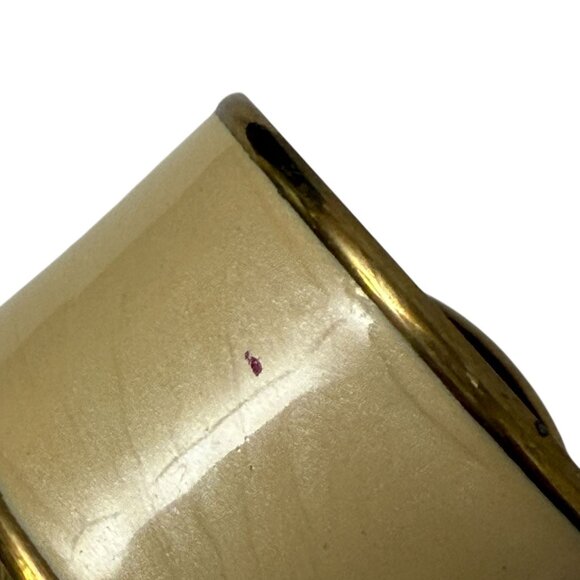 Set of 4 Napkin Rings Vintage Beige Enamel Brass Gold Tone Metal - Picture 7 of 7